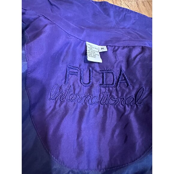 Vintage Purple Silk Bomber Jacket – Quilted Bead Accent – Size M – Fuda Internat - Picture 3 of 11